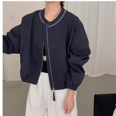 欧货高端时尚立领拉链棒球服外套女2025秋季新款宽松百搭短款上衣