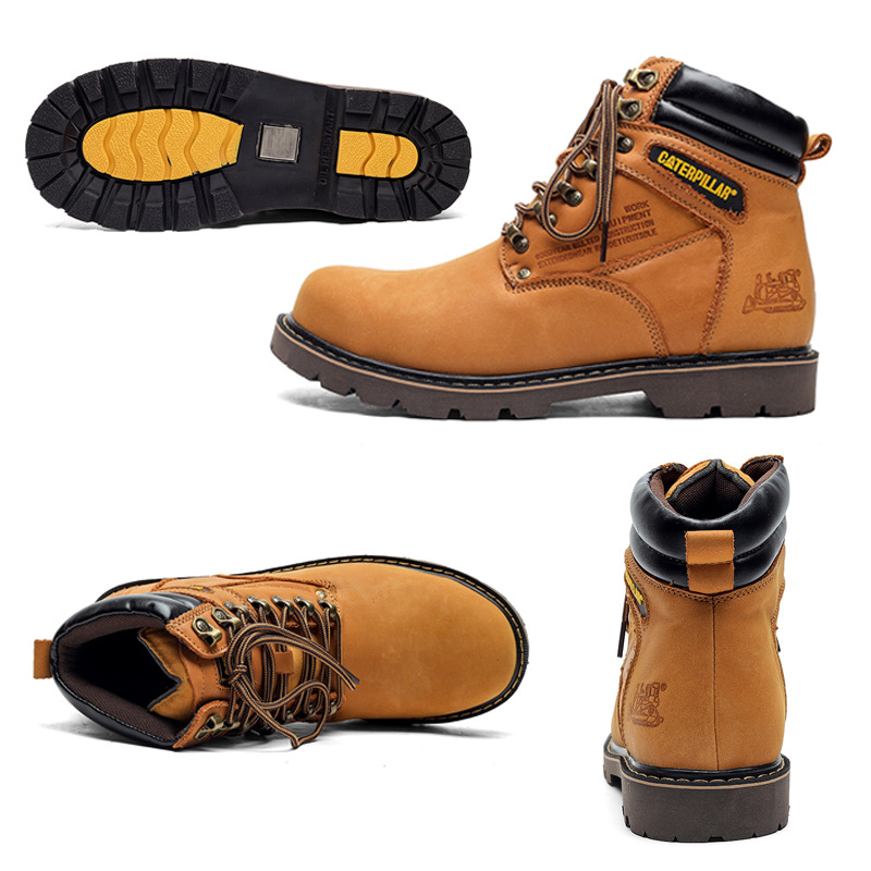 Men's boots high top Martin boots British style anti-crushing and anti-puncture work boots genuine leather steel toe waterproof labor protection cross-border 