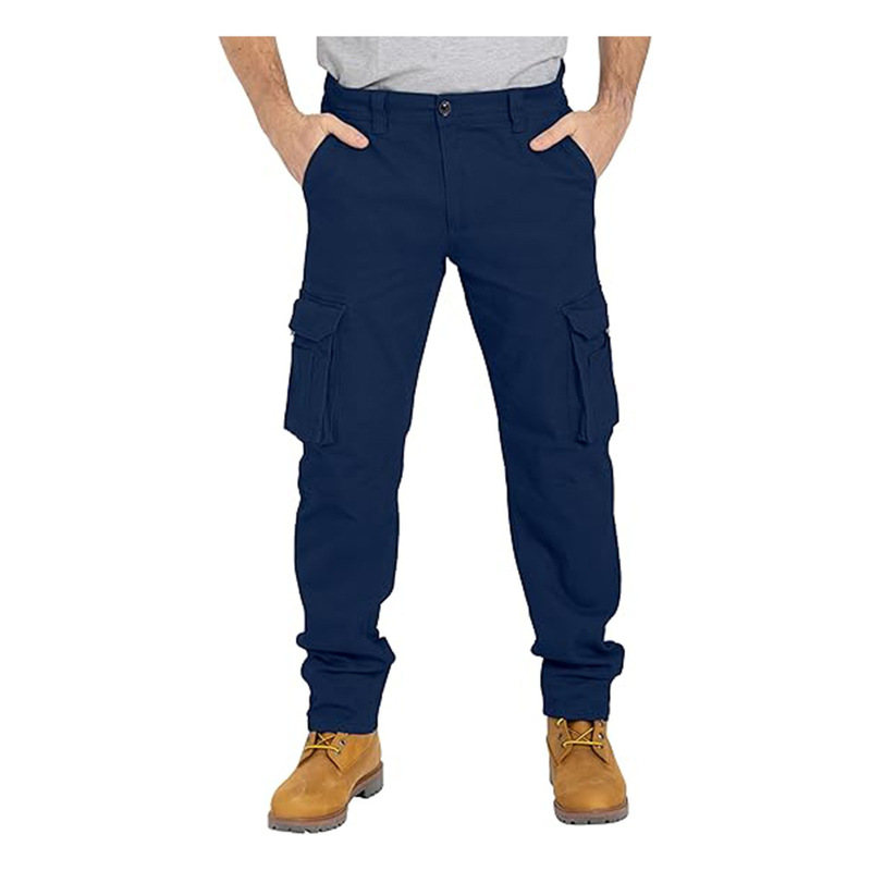 Men's Twill Cotton Sports Casual Jogging Straight-Leg Solid Color Multi-Pocket Wear-Resistant Utility Cargo Pants