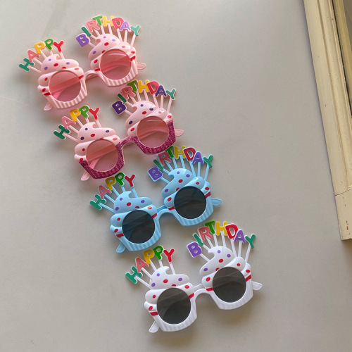 Xiaohongshu Style Ins 3D Happy Birthday Glasses, Funny Decor Creative Photo Prop Glasses