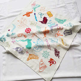 来图定制数码印花方巾  全棉印花围巾 定制女士头巾