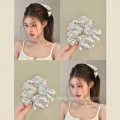 韩系褶皱小熊蝴蝶结香蕉抓夹半扎马尾夹竖夹女高级感鲨鱼夹布艺发