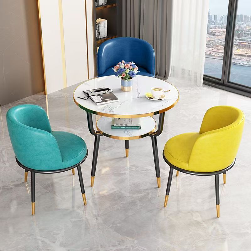Light luxury reception and negotiation table and chair set for small spaces, dining table for casual milk tea shops, cafes, and balcony small round tables Light luxury reception and negotiation table and chair set for small spaces, dining table for casual milk tea shops, cafes, and balcony small round tables
