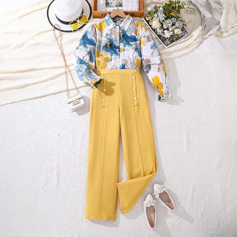 Mädchen Langarmshirt Und Hosen Set Bedruckt Für Den Herbst_voghion.com