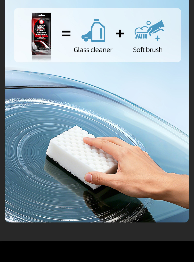 Debedi Car Glass Degreasing Film Sponge Magic Wipe Comes with Detergent Powerful Decontamination Glass Cleaning Artifact