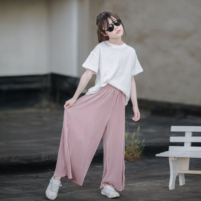 Camiseta básica de algodón para niñas con cuello redondo de manga corta blanca 2023 primavera y verano nuevos niños medianos y grandes camiseta simple para todo el partido