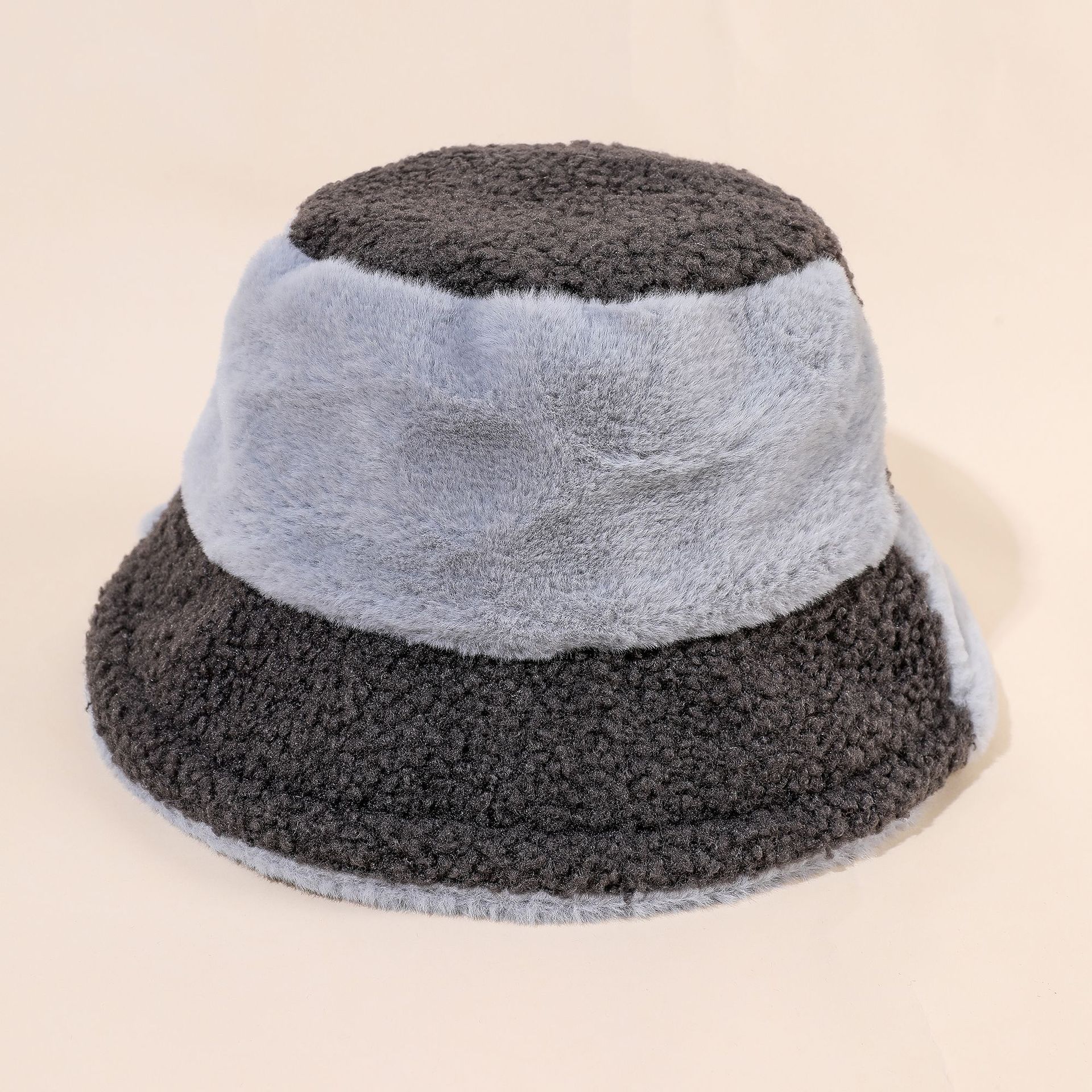 2022 otoño e invierno nuevo sombrero de pescador felpa Cordero lana Plaid costura moda sombrero caliente para hombres y mujeres