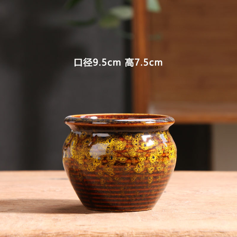 Peacock amarillo maceta de cerámica especial balcón doméstico cerámica gruesa pequeña maceta de cerámica especial al por mayor