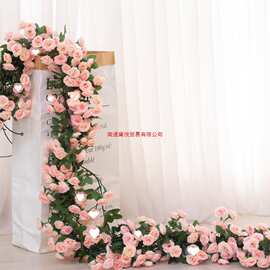 藤条塑料玫瑰花藤装饰假花婚庆空调管道缠绕遮挡藤蔓绢花雏菊