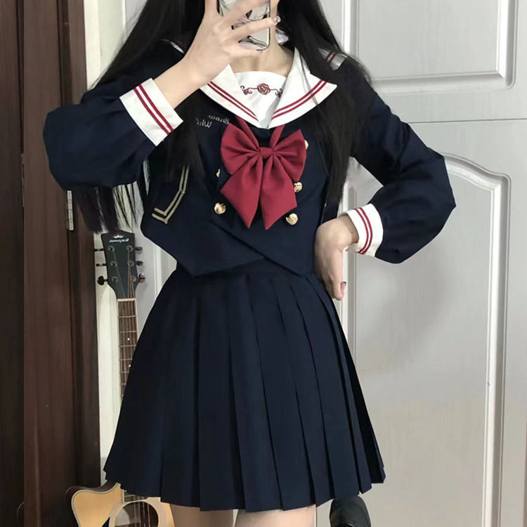 オリジナル制服セーラー服青色ベーシックスーツ正統派和風中間服カレッジスタイルクラス制服春|undefined