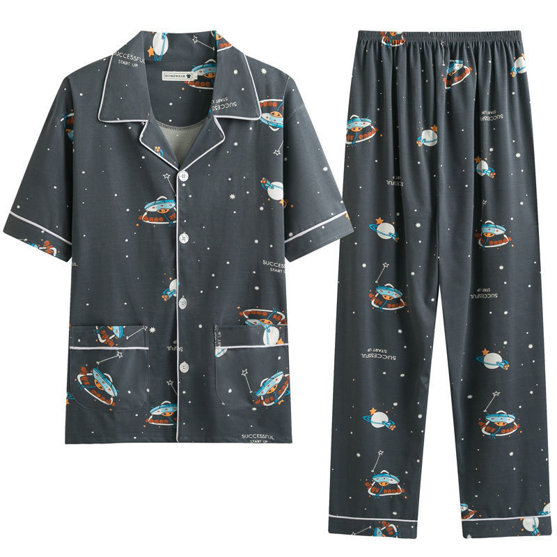 Pijamas de verano de los hombres pantalones de manga corta de algodón Delgado de los hombres de verano casual más el tamaño de media manga homewear traje