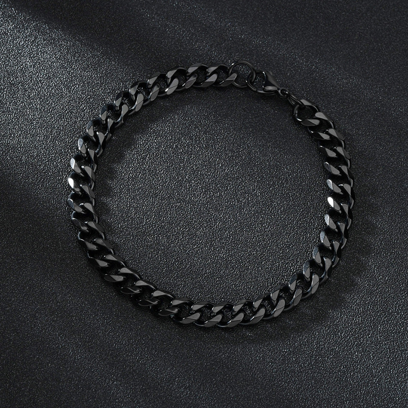 Six sided bracelet titanium steel bracelet personality Cuban chain ins trend hip hop bracelet_voghion.com