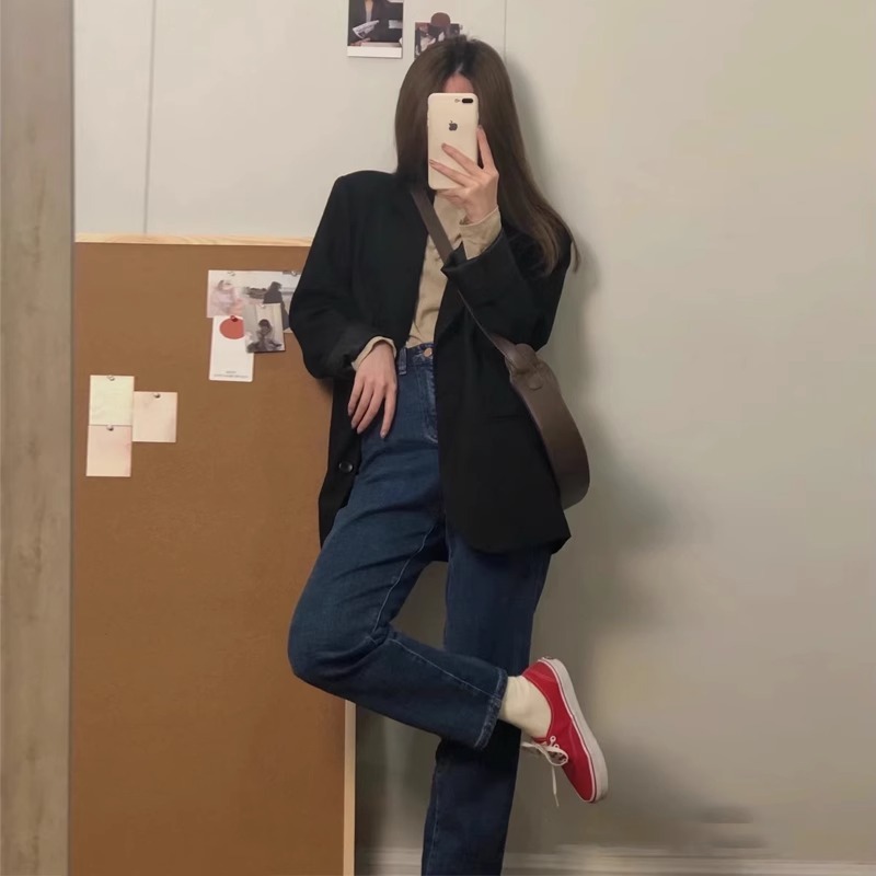 咖色西装外套女小个子2025秋季新款韩版休闲宽松显瘦高级感西服|undefined