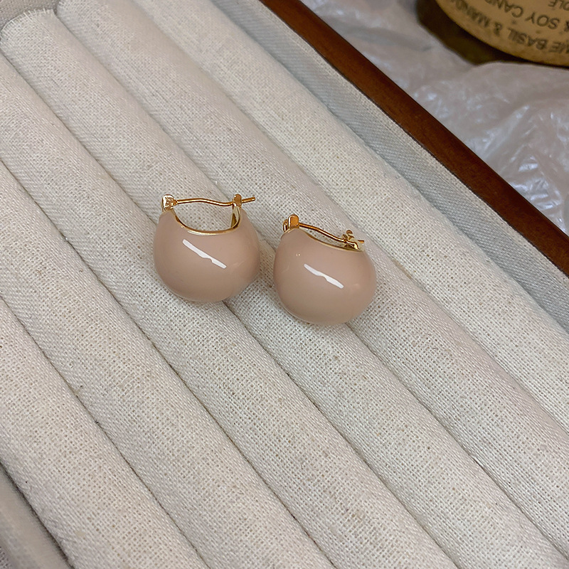 1 Pair Retro Ball Enamel Plating Copper Hoop Earrings display picture 2