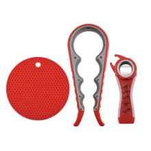 3件套开罐器套装 五合一开瓶器四合一开罐器硅胶隔热垫开瓶盖工具