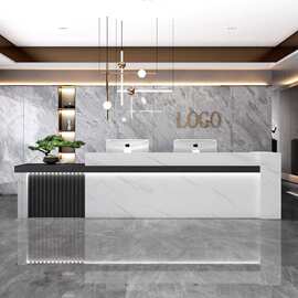 简约现代公司前台美容院收银台售楼处酒店大厅接待台烤漆原木