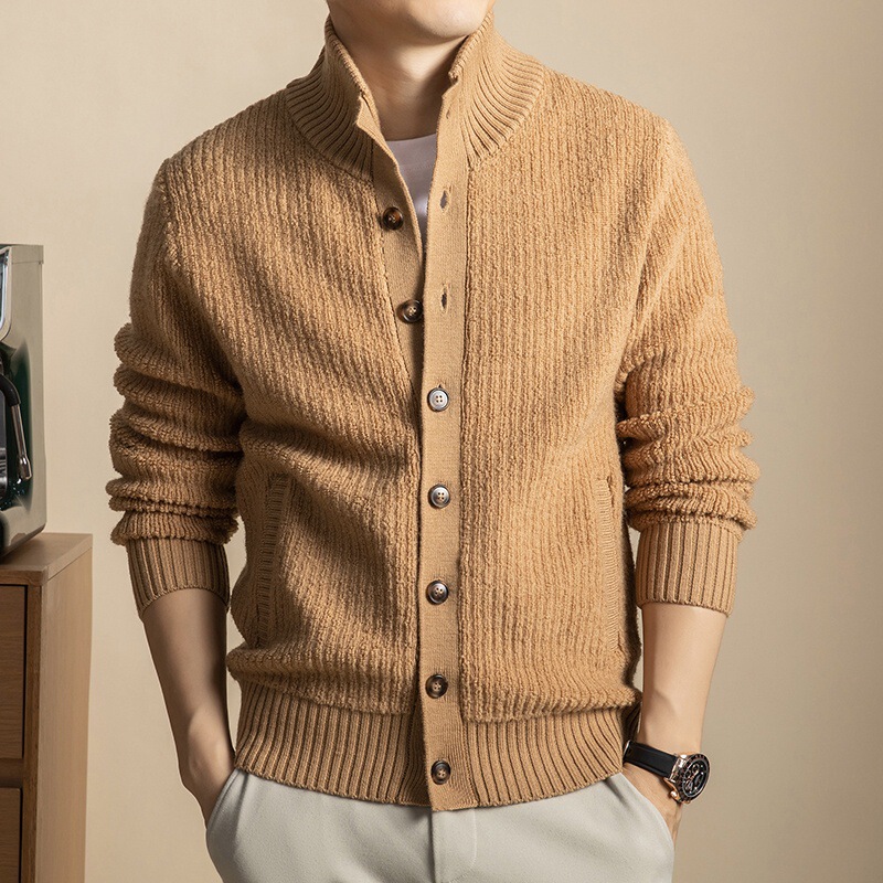 European and American Thickeneded Woolen Cardigan Men's Single-Breasted Knitted Autumn and Winter Tops and Jackets Amazon Plus Size Men's Clothing