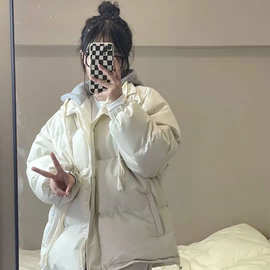 南方小土豆穿搭假两件棉服女冬季学生韩版宽松棉袄面包服棉衣外套