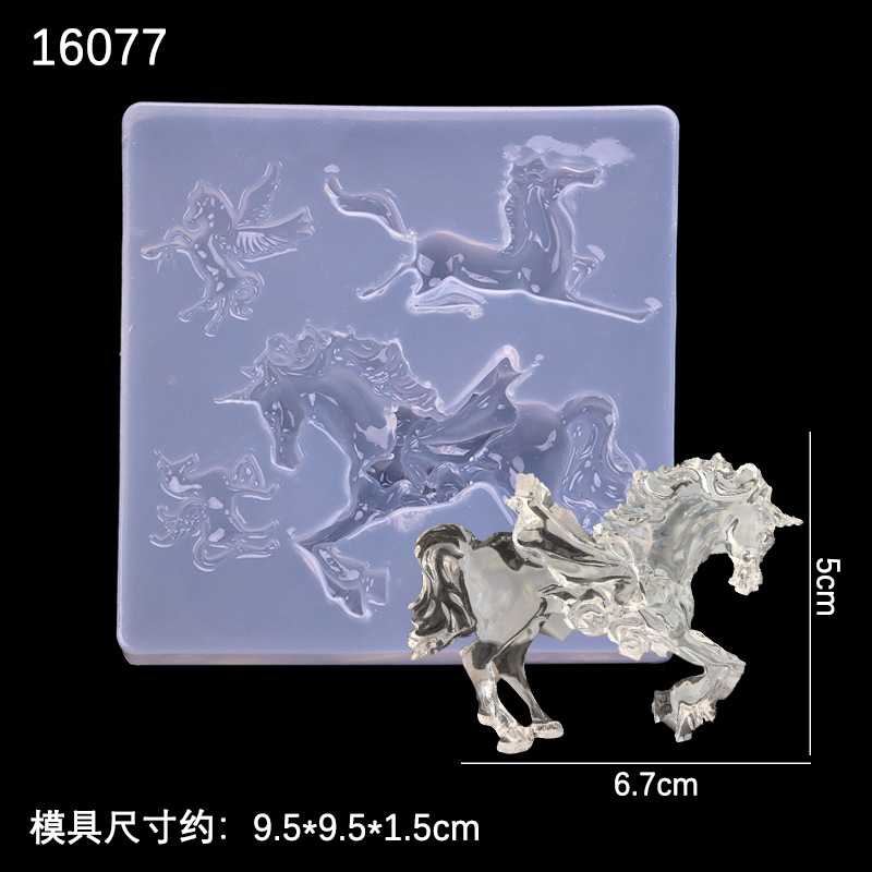 DIY espejo cristal epoxi molde de silicona sirena Pegasus modelado UV pegamento suave cerámica arcilla Decoración