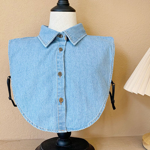 Holiday of holiday of denim shirt collar children brought large lattice qiu dong professional doll collar shirt collar