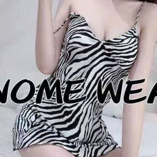 Sexy Pajamas Women 2024 New Zebra Pattern Thin Home Clothes Summer Internet Celebrant Temptation Sling Nightgown Short Skirt