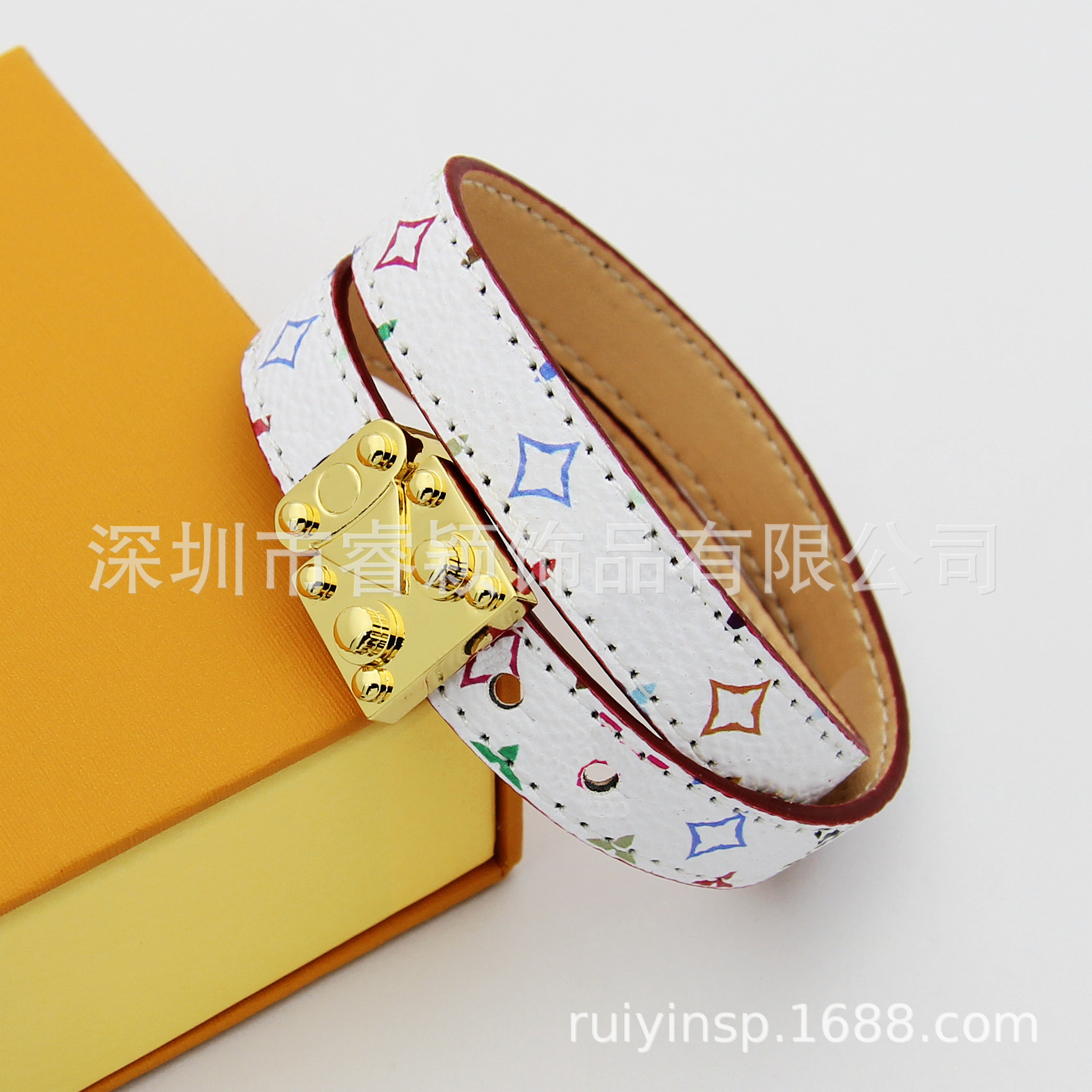 더블 서클 화이트 컬러 + 골드 버클