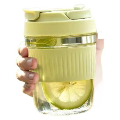 便携简约杯子带吸管杯耐高温旅行玻璃杯女生高颜值随手杯牛奶杯子