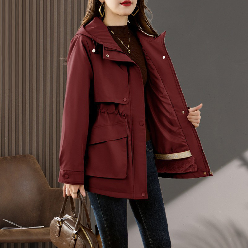 Anchor Red Fleece-Lined Parka Jacket for Women, Autumn/Winter 2025 New Style, Plus Size, Mid-Length, Thickened Cotton Coat Anchor Red Fleece-Lined Parka Jacket for Women, Autumn/Winter 2025 New Style, Plus Size, Mid-Length, Thickened Cotton Coat
