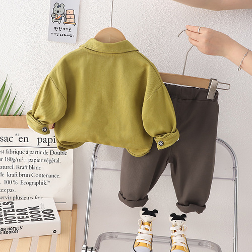 Children's clothing wholesale  children's suits boys autumn lapel shirt workwear long-sleeved cardigan casual jacket