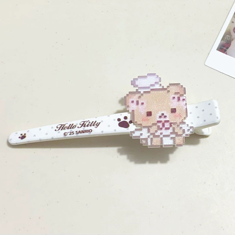 Заколка для волос (Hello Kitty) большая мультяшная с медвежатами, для челки, кофе/беж