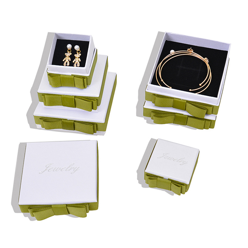 Moda Blanco flotante Plaid carretera arco joyería caja de embalaje collar pulsera joyero pendientes anillo caja de presentación