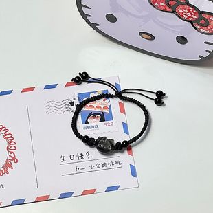 Hello Kitty Bracelet Handmade Woven Adjustable Kitty Couple Gift Niche Design Ins Finished Simple