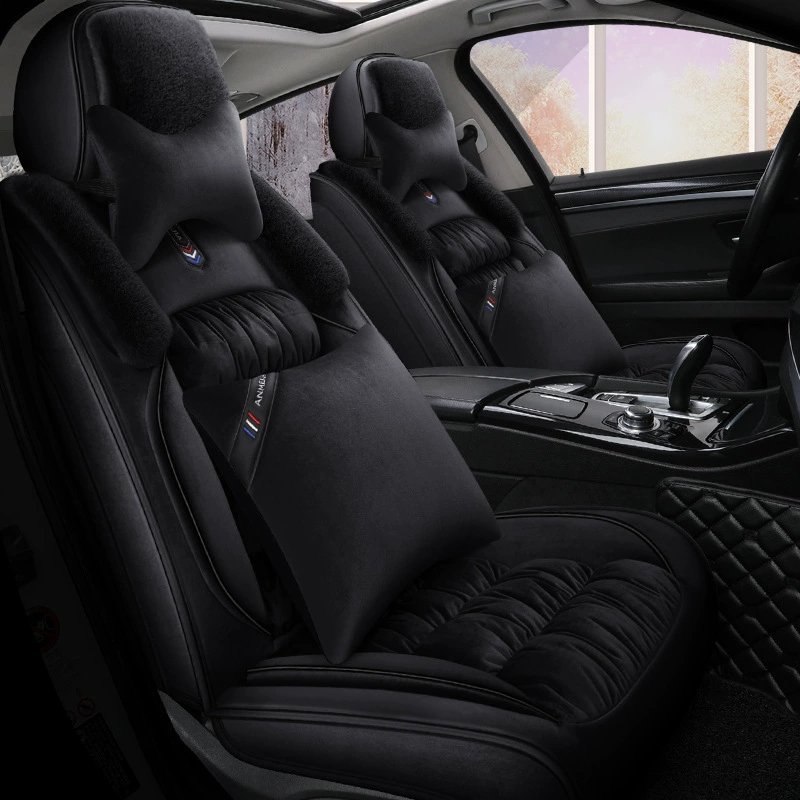 Автомобильная подушка зимняя короткая плюшевая мультяшная милая дама все включено подушки сиденья богиня зимняя крышка сиденья сетка красная шерстяная прокладка