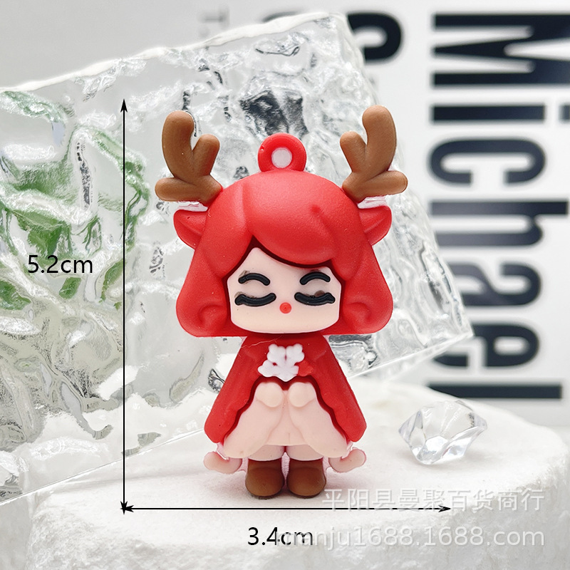 2025 クリスマスキーホルダー pvc サンタクロースキーホルダーペンダントクリスマスツリー装飾ブラインドボックス人形|undefined