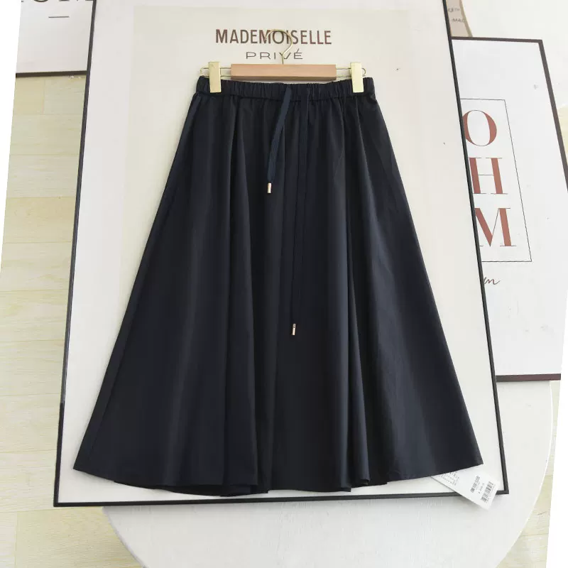 Summer fitted colored long skirt, A-line