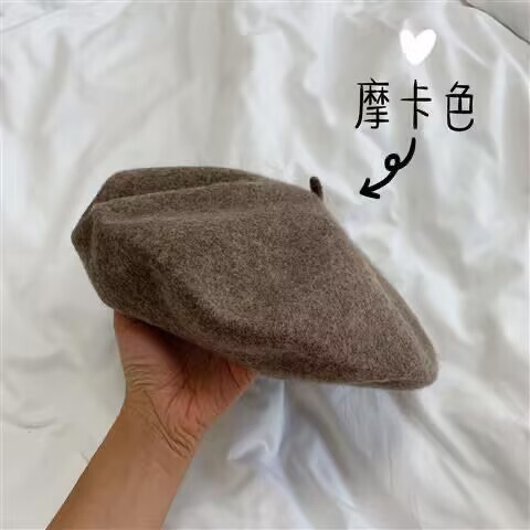 新しい秋と冬の女性の帽子韓国スタイル無地ファッションドーム立体ウールベレー帽カボチャ英国画家|undefined