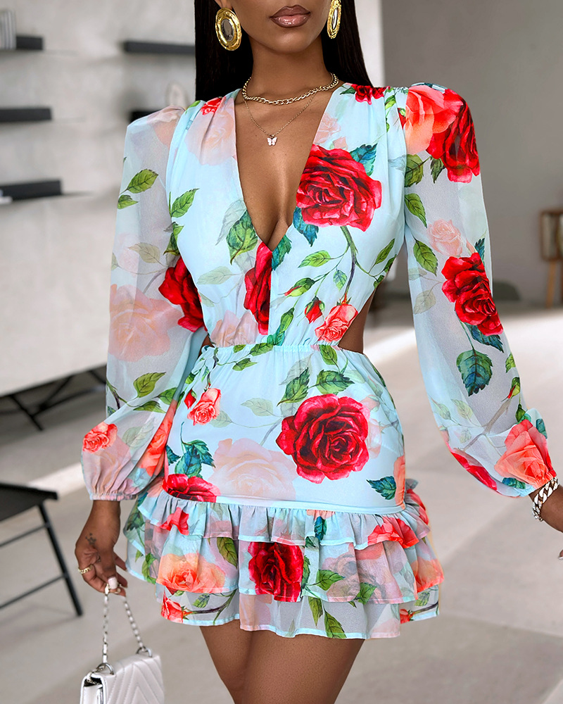 Women's Regular Dress Vacation U Neck Printing 3/4 Length Sleeve Printing Knee-Length Holiday Beach display picture 1