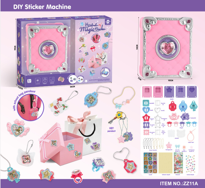 Nuchi libro mágico 3D magia DIY máquina de pegatinas creativa hecha a mano caja de regalo para niños