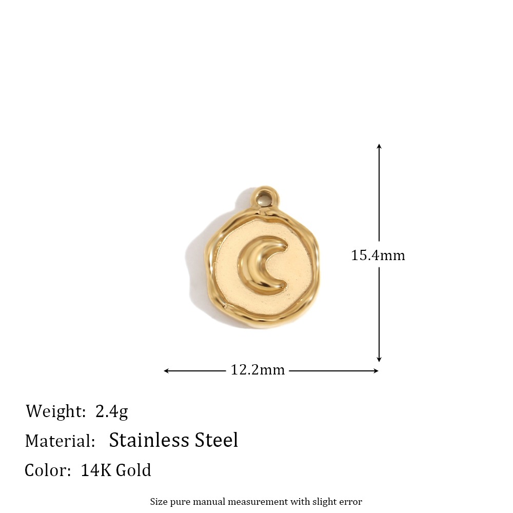 Irregular round groove moon pendant-gold