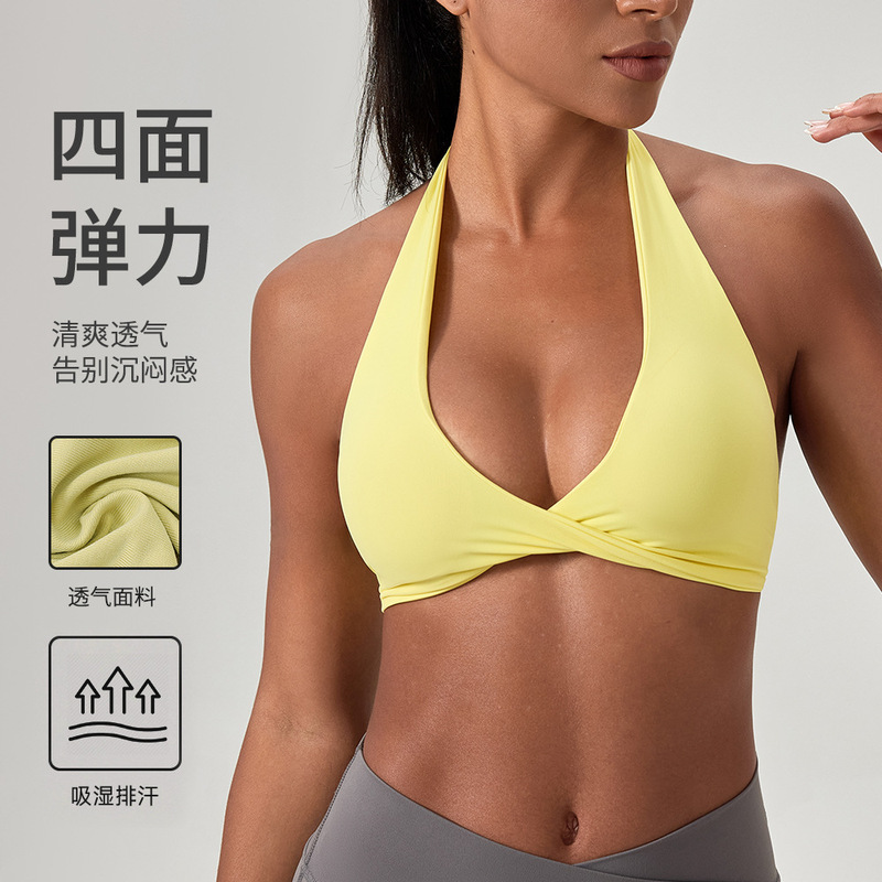 European and American Yoga Bra Women's Halterneck Beautiful Back Running Fitness Intimates Sexy No Rims Sports Vest Bra52764 European and American Yoga Bra Women's Halterneck Beautiful Back Running Fitness Intimates Sexy No Rims Sports Vest Bra52764