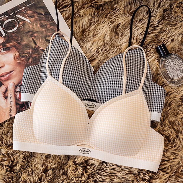 Ropa interior, pechos pequeños de mujer, fruncido, soporte suave, leche, tirantes ligeros, hermosa espalda, sujetador de texto para niña, sujetador sin costuras, celosía
