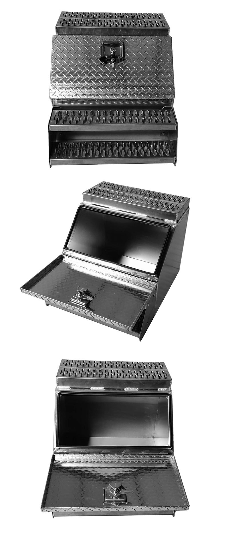 Cross-Border Hot-Selling Truck Aluminum Alloy Storage Step Toolbox with Bottom Opening Step Storage Box Vehicle Storage Manufacturer