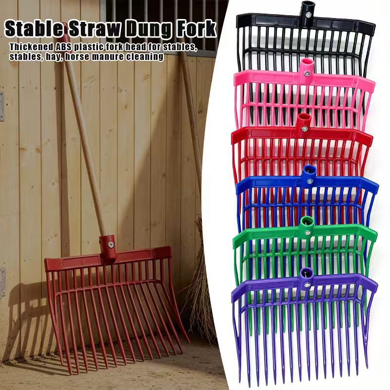 Cross-border 16-tooth plastic horse manure rake, stable cleaning pitchfork, farm manure removal fork, stable cleaning rake, equestrian supplies