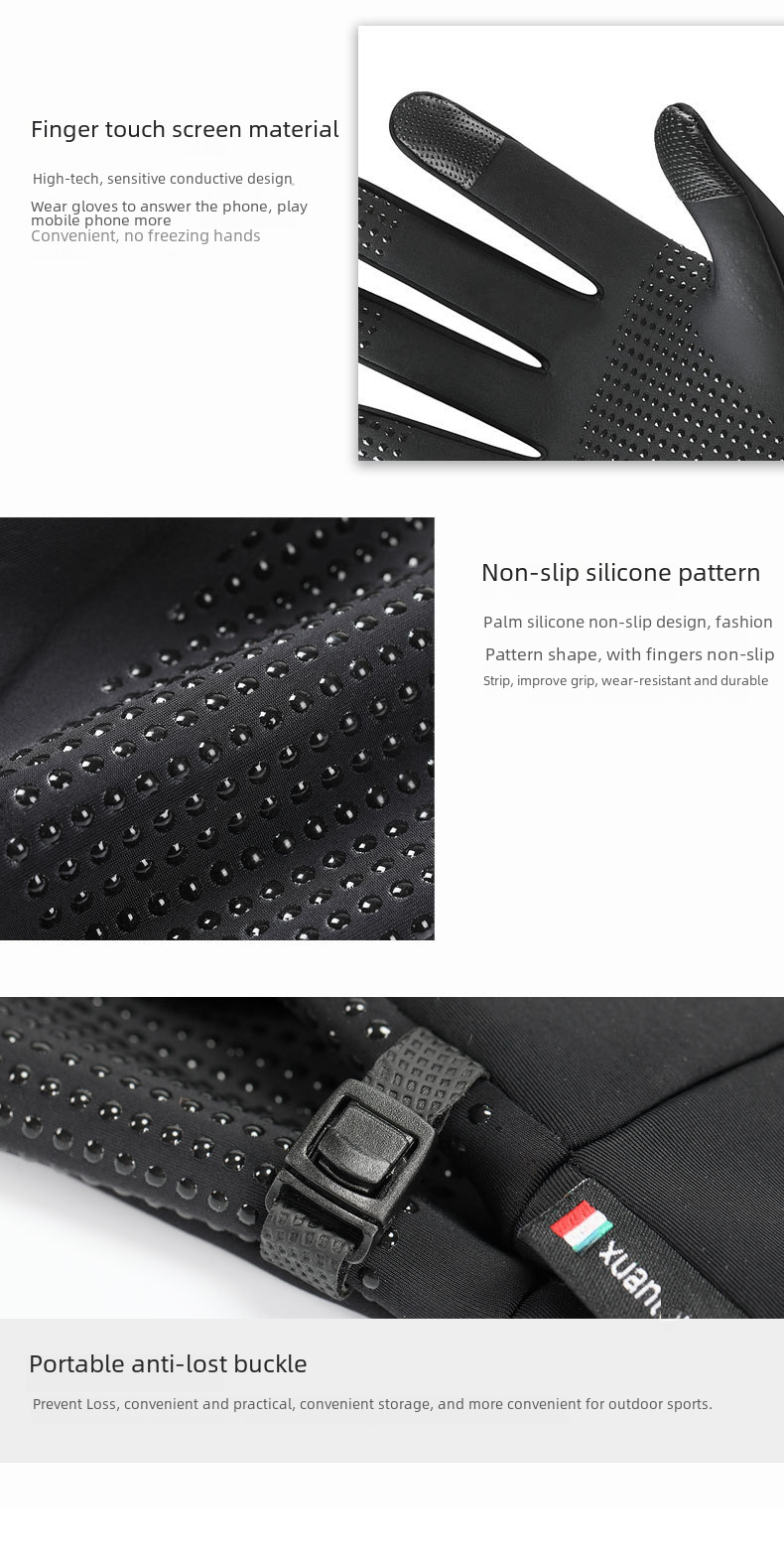 Warm gloves men's winter riding touch screen waterproof velvet outdoor sports mountaineering running gloves women's non-slip cross-border_maomaolike.com