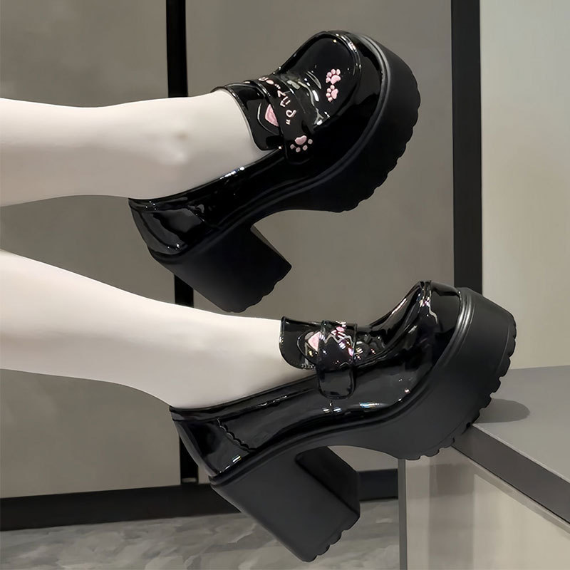 Cute Original Thick-Soled Height-Increasing Daily Lolita Shoes 2026 High-Heeled Round-Toe Japanese Jk Small Leather Shoes Uniform Shoes