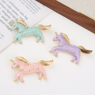 Japanese and Korean Simple and Personalized Enamel Oil-Dropping Macaron Color Unicorn Pony Pin Brooch Exquisite Girl Corsage