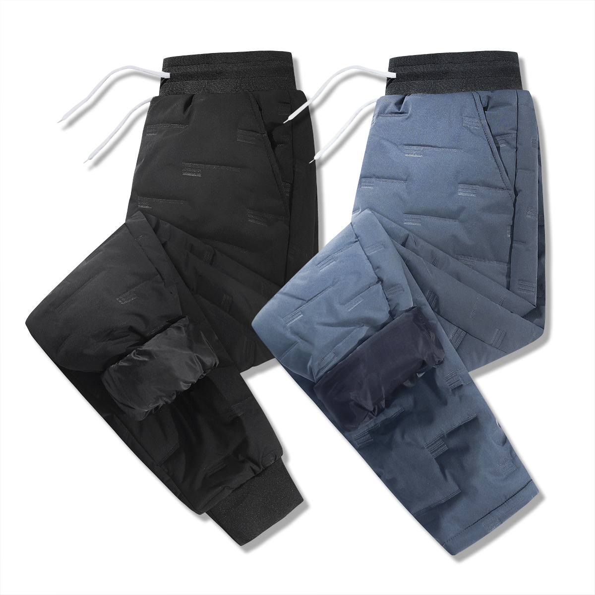 Pantalones de algodón al aire libre para hombres de invierno pantalones cálidos forrados de lana engrosados pantalones casuales atados al tobillo pantalones de moda de estilo coreano para hombres