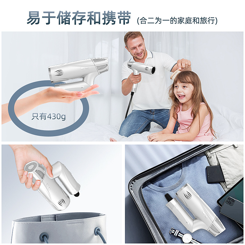 Secador de pelo transfronterizo de alta velocidad, secador de pelo plegable para peluquería, secador de pelo portátil sin escobillas de 2400W de alta potencia al por mayor