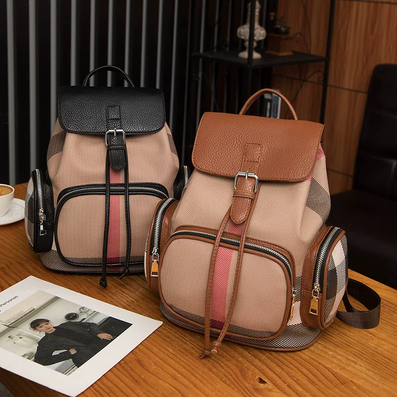 Fashionable capacious backpack, organizer bag for leisure, drawstring