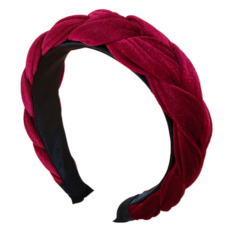 Corea del Sur Dongdaemun Otoño e Invierno nueva diadema de terciopelo simple ancho borde moda horquilla alta cráneo superior giro trenza diadema